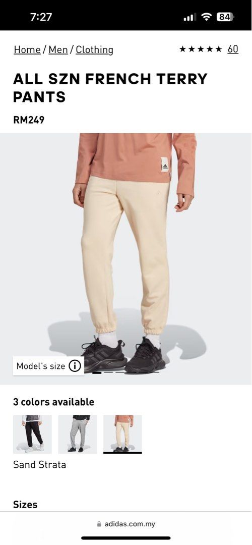 Adidas jogger 2025 pants size chart