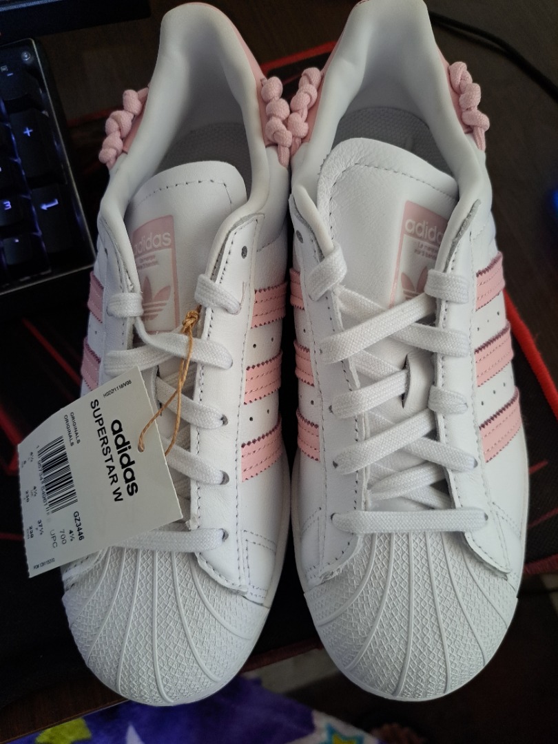 ADIDAS SUPERSTAR W WHITE CLEAR PINK US 6 UK 4 1 2