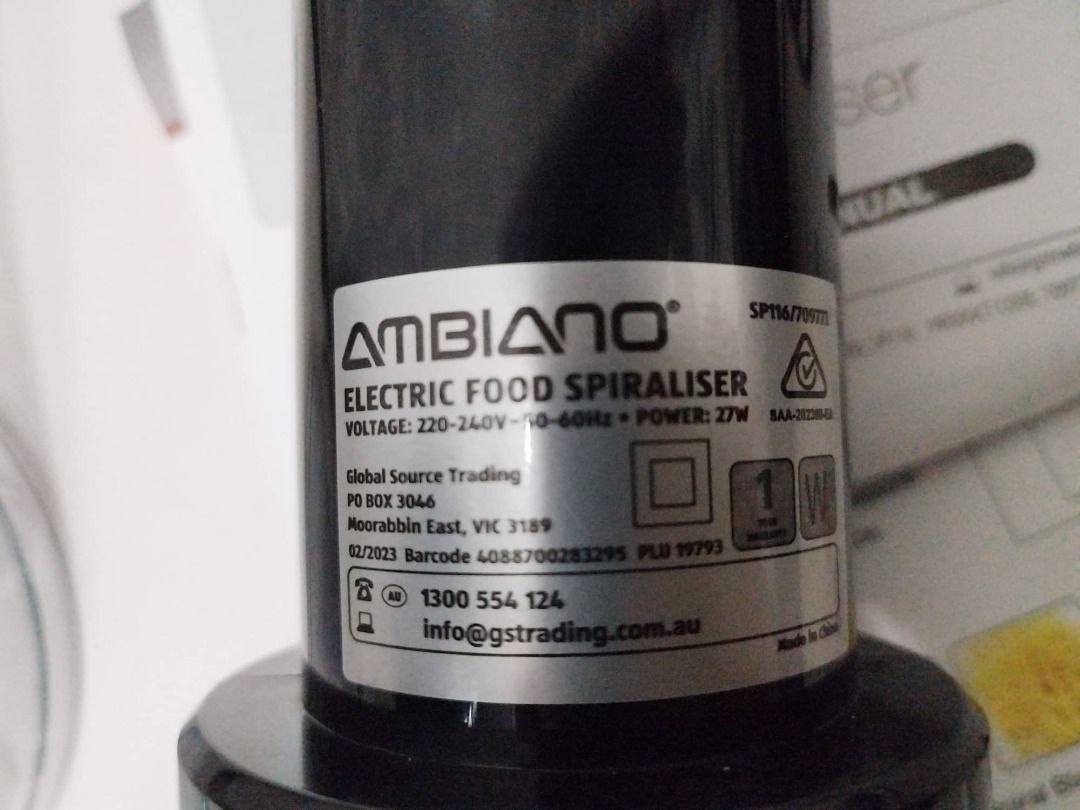 Ambiano Electric Food Spiralizer, Furniture & Home Living, Kitchenware