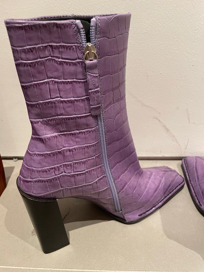 ASOS boots embossed croc skin lavender purple Women s Fashion