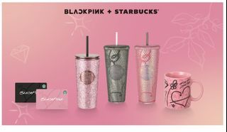 全賣場最便宜唯一 Black pink x starbucks 星巴克 聯名商品 馬克杯 +電繡布章套組+樣卡2張+窗貼