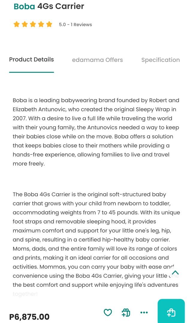 Boba 4Gs Carrier (Category: Carriers & Slings) located in Makati City. Submitted by jmd20 (Listing ID 1244991493, Image 2). Description: Message me for more pics. Bought from Edamama early 2023. In semand and always out of stock. RFS: baby prefers the stroller.