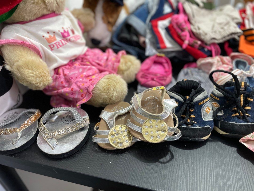 Build a bear stuffed doll with outfits & accessories set (Category: Plushies & Soft Toys) located in Laoac. Submitted by twicebutnice2x (Listing ID 1245028031, Image 3). Description: SET Comes with a lot of outfits and accessories 2 build a bear stuffed toys All in good condition Come of the shoes has cracks due to storage i will still include it The bear alone cost more than 2kyou get all the outfits including the shoes and accessories Set inclu