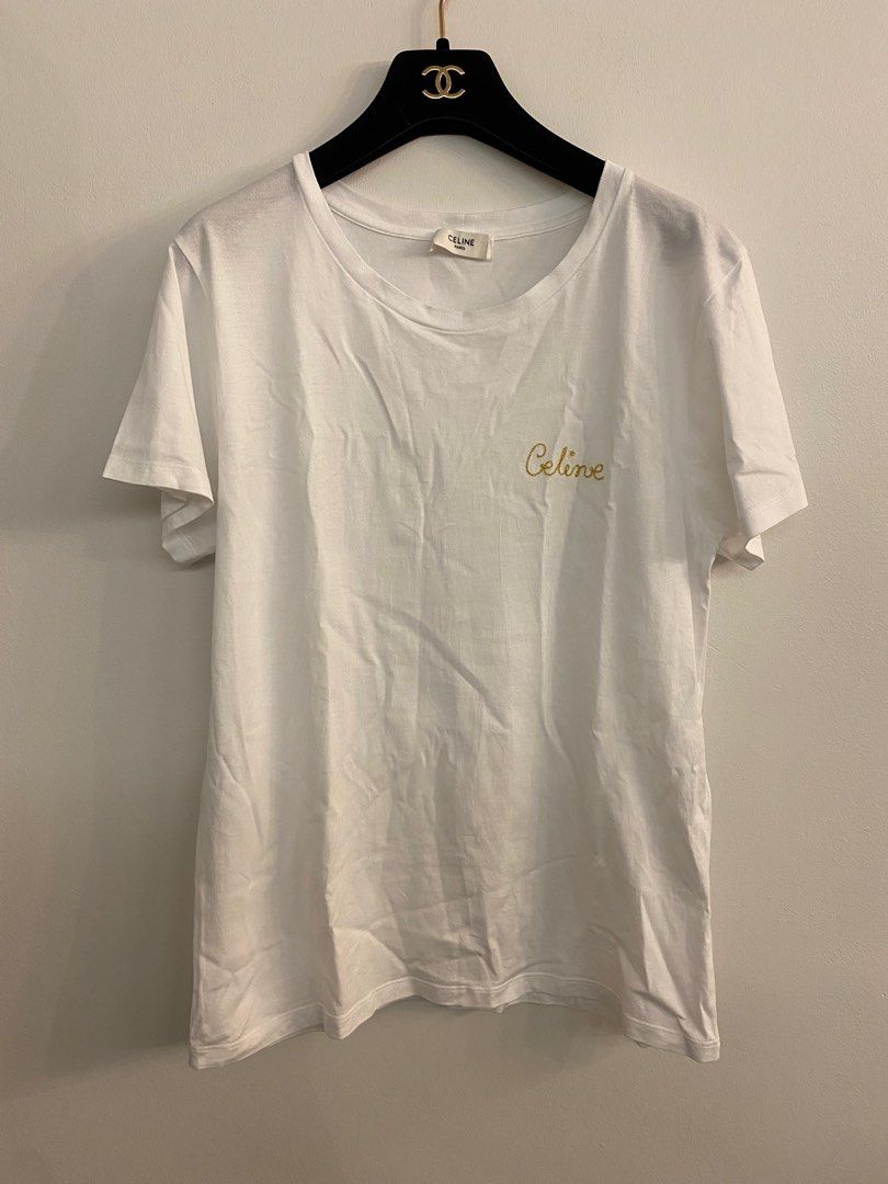 CELINE EMBROIDERY LOGO T SHIRT Luxury Apparel on Carousell