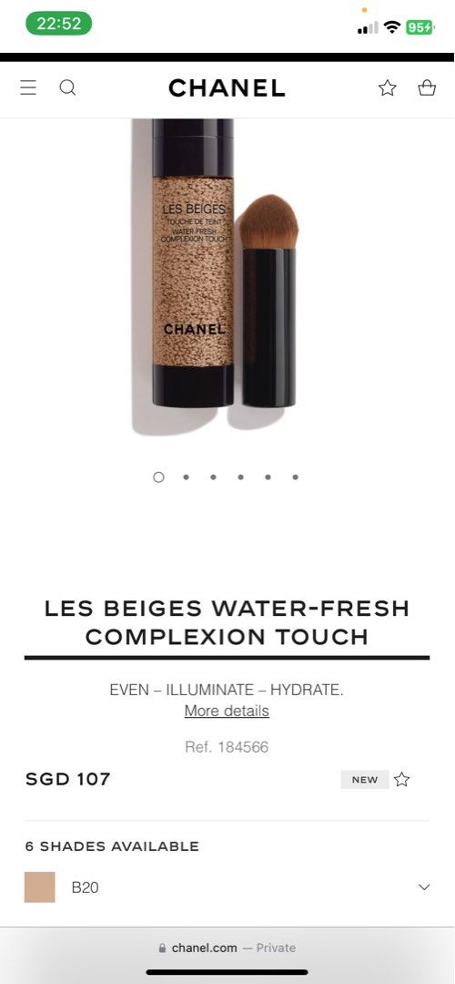 Chanel Les Beiges Water Fresh Complexion Touch, B20, Beauty & Personal  Care, Face, Makeup on Carousell