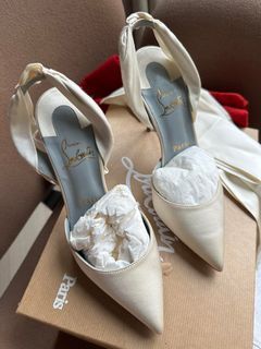 Christian Louboutin douce de desert white bridal heels ₱16k used twice sz 36.5
