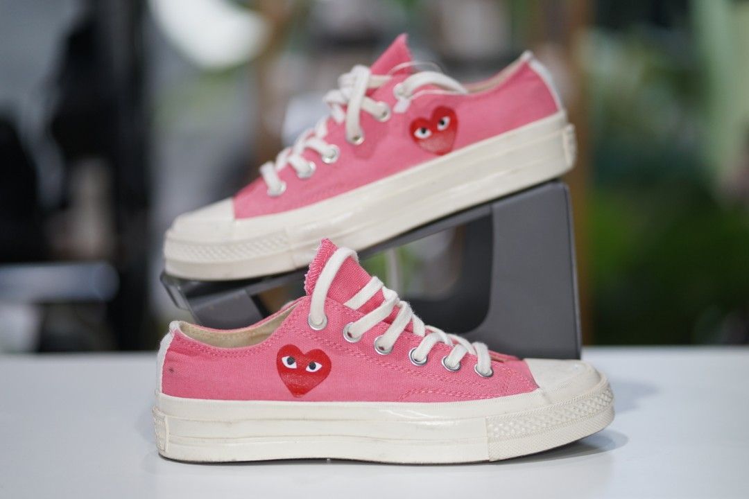 CONVERSE X CDG PLAY PINK SIZE 37 Fesyen Wanita Sepatu di Carousell