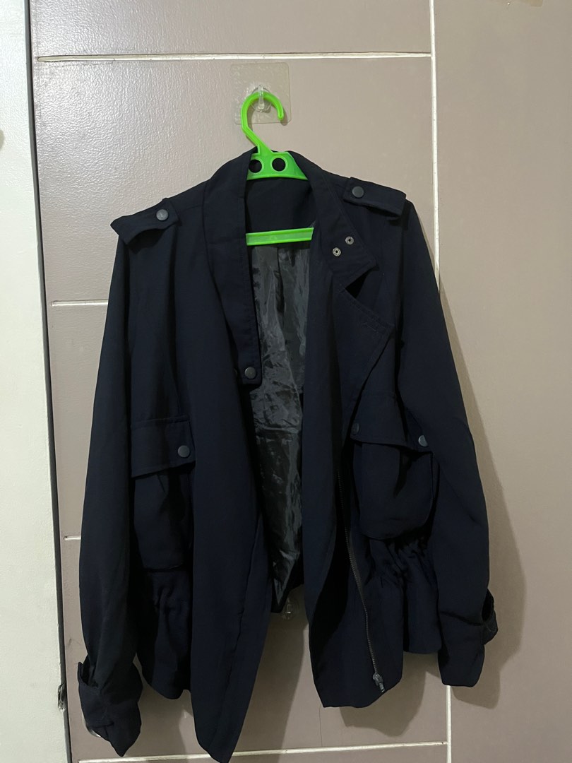 dark blue military jacket (thrifted) on Carousell