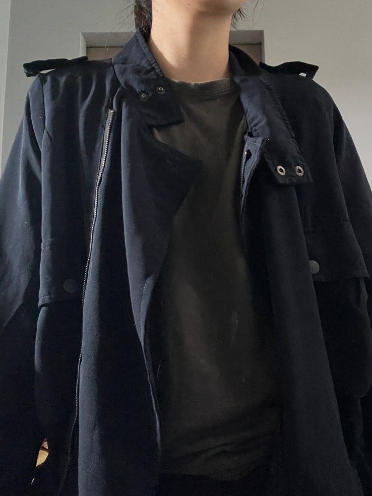 dark blue military jacket (thrifted) on Carousell