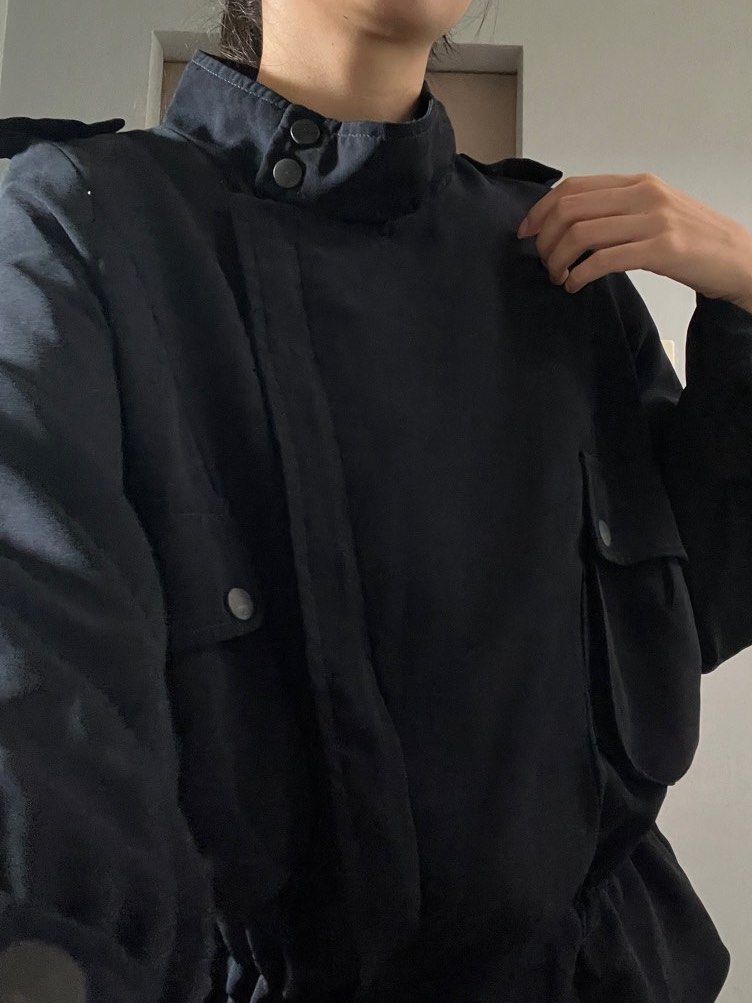 dark blue military jacket (thrifted) on Carousell