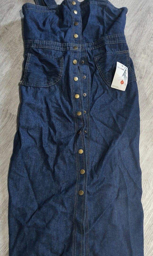 Denim button dress, Women's Fashion, Dresses & Sets, Dresses on Carousell