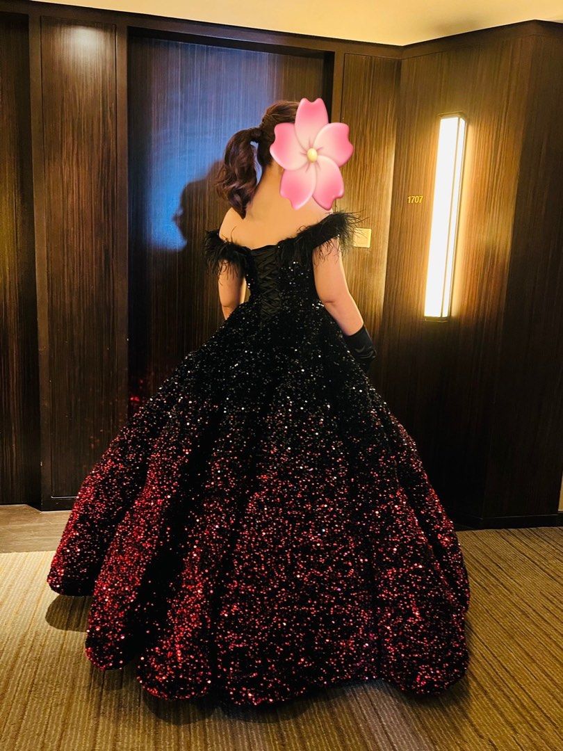 Red and black gown for debut top
