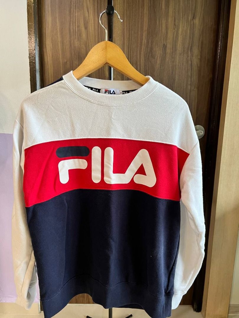 Red white and blue fila sweatshirt online