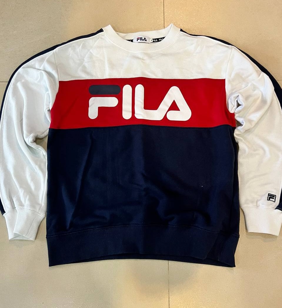 Red white and blue fila sweatshirt online