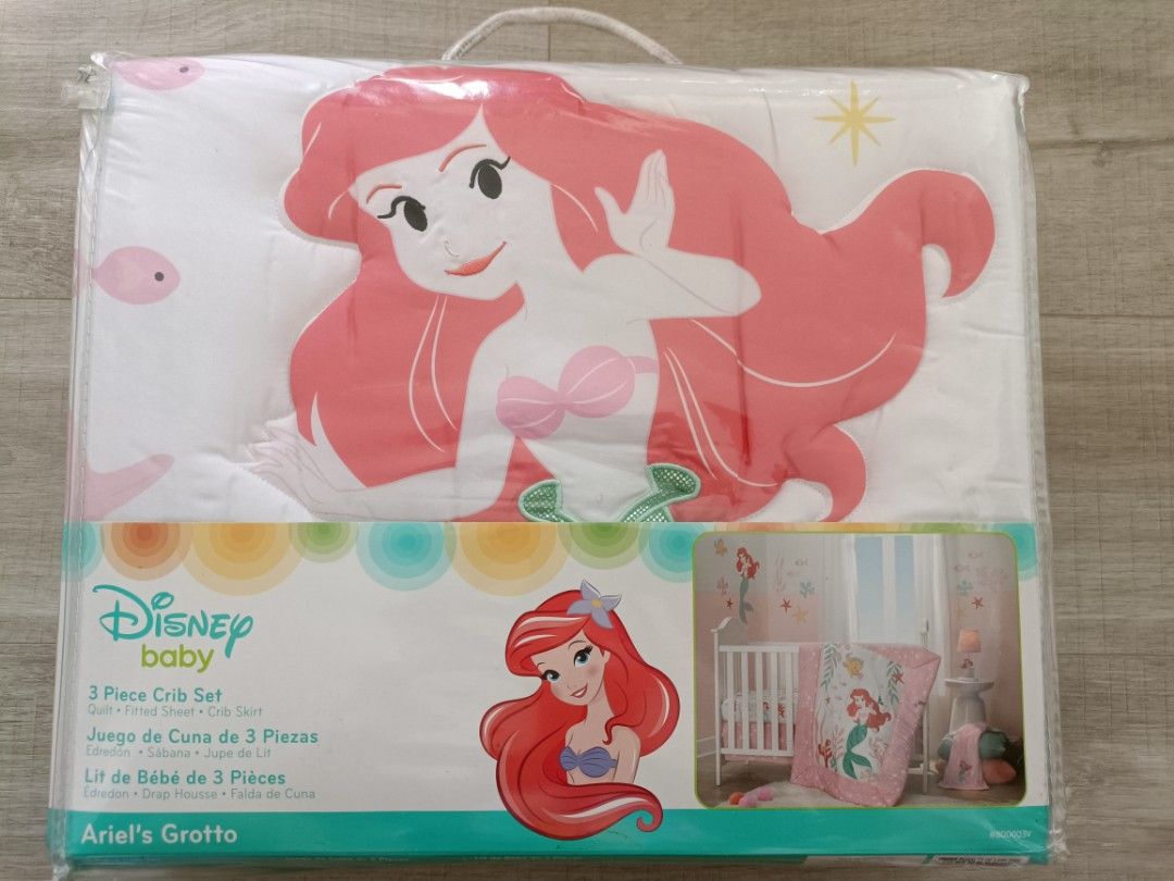 FOR SALE BRAND NEW Disney Baby 3 pcs Crib Set Princess Ariel Little Mermaid Babies Kids Baby Nursery Kids Furniture Childrens Beds on Carousell