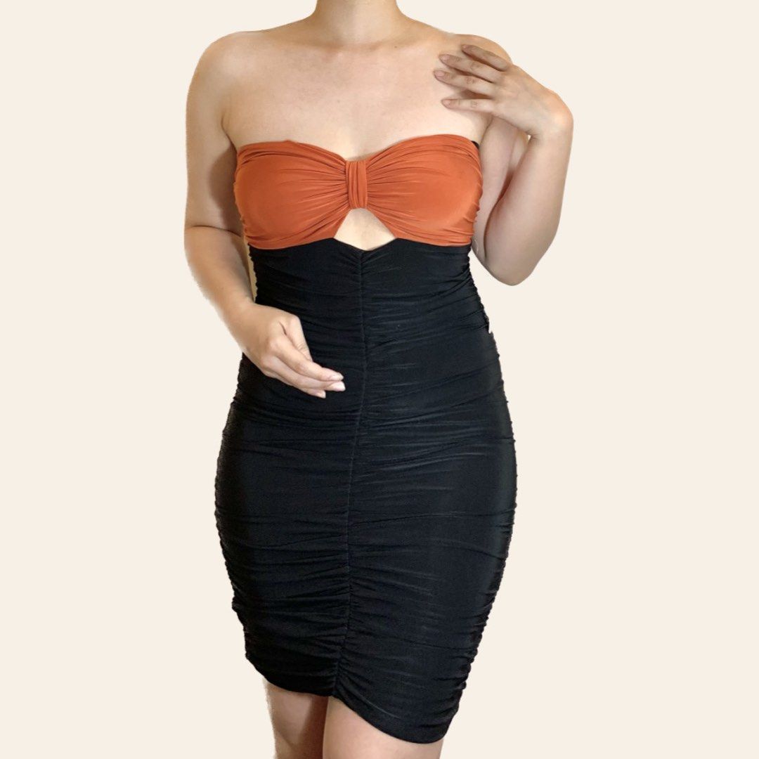 Forever 21 ruched black dress (Category: Dresses) located in Baguio. Submitted by jamcai (Listing ID 1245017329, Image 2). Description: Xs-M Stretchable Brand new with tag.