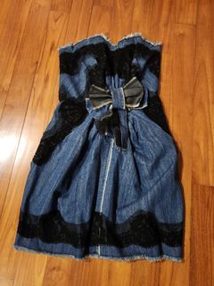 Free: Dolce & Gabanna Denim Bustier with Ribbon Design