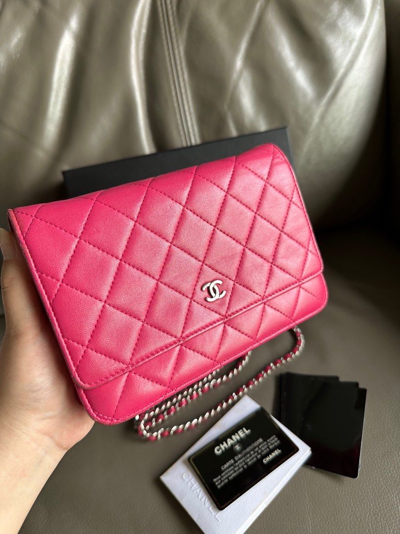 Chanel WOC Wallet on Chain Pochette in Pink Leather – Fancy Lux