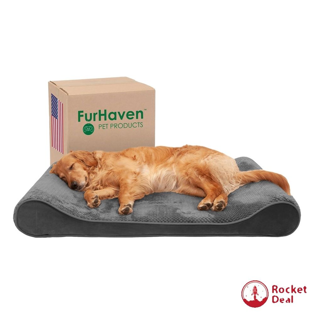 Furhaven XL Cooling Gel Foam Dog Bed Minky Plush & Velvet Luxe