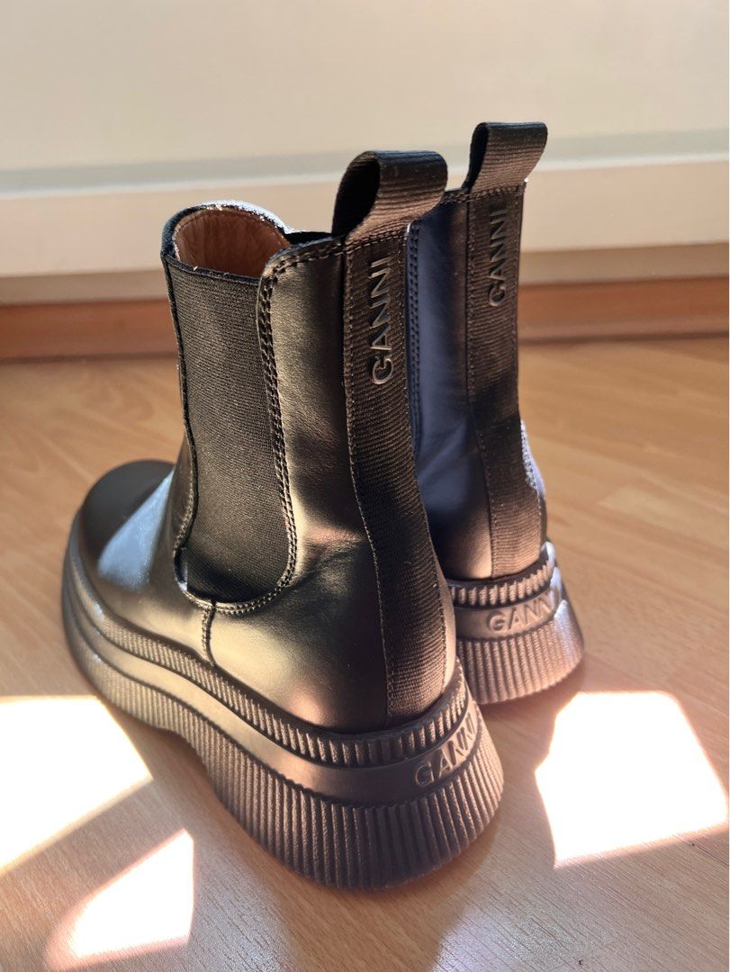 GANNI black creeper Chelsea boots