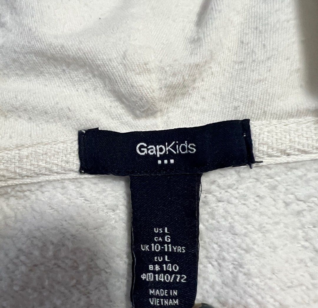 GAP Kids Girls White Full Zip Hoodie Size L, Babies & Kids, Girl's