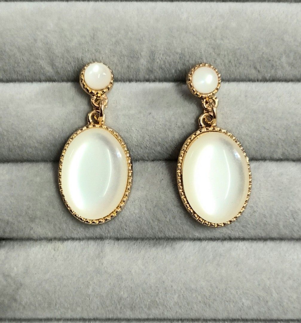 Gold moonstone clearance earrings