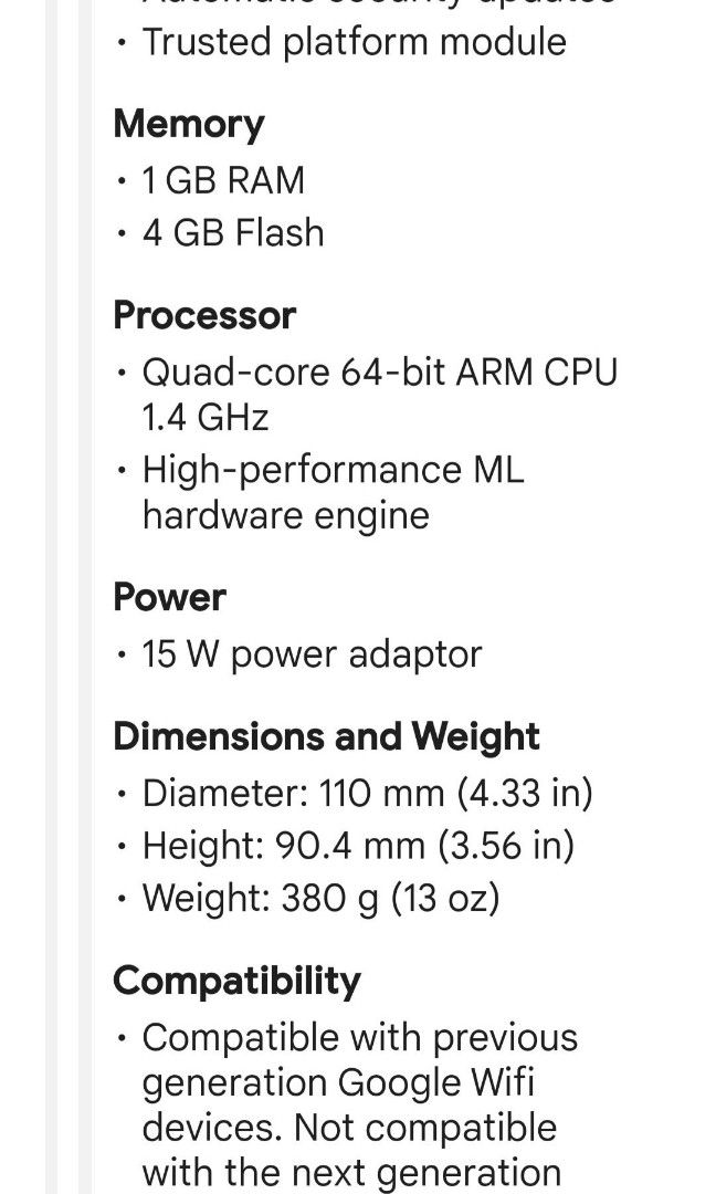 Google NEST WiFi Router (Model H2D) including original Google charger