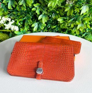 Hermes Dogon Wallet, Stamp Q, Cappucines Color Clemence