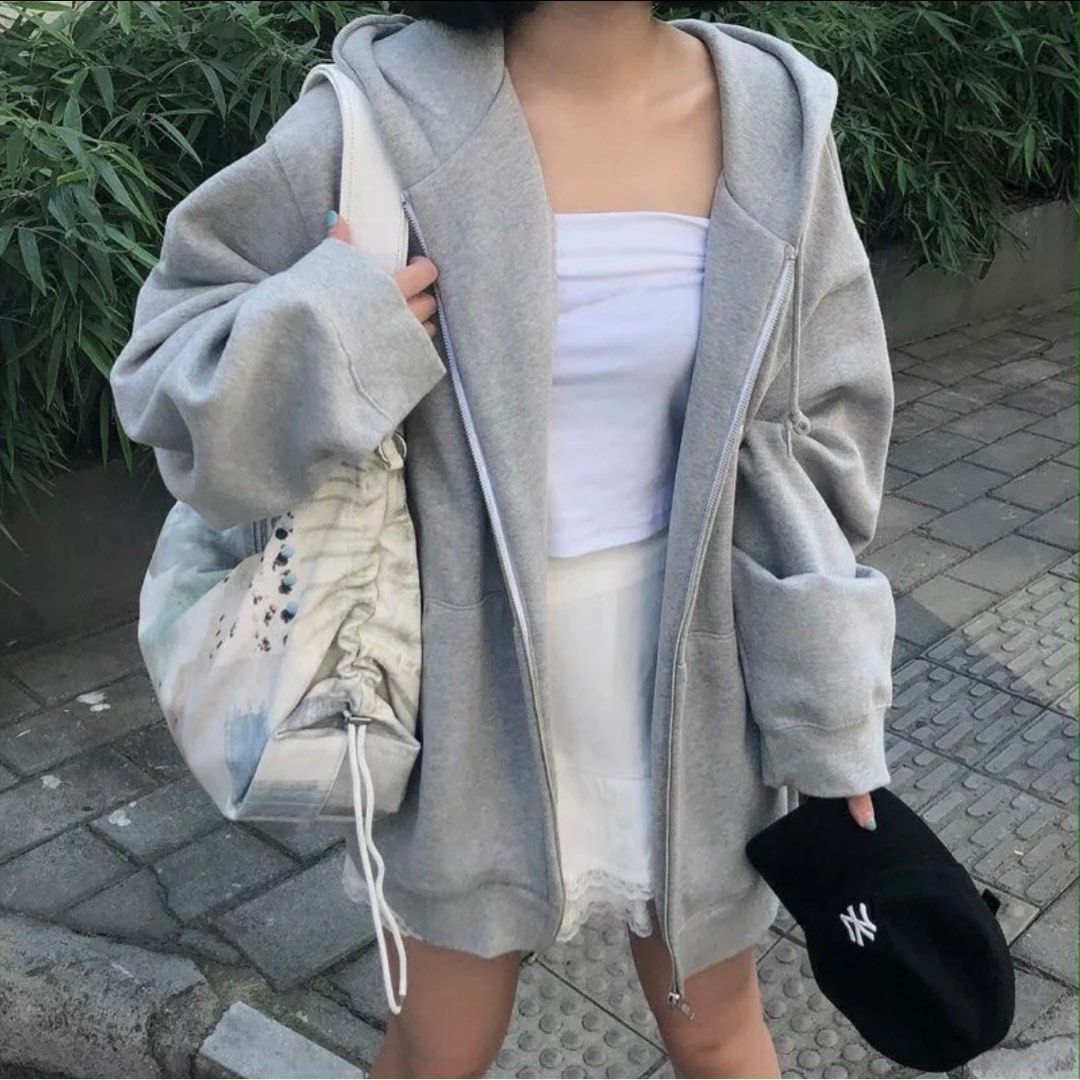 Grey Oversized Jacket Women s Fashion Coats Jackets and