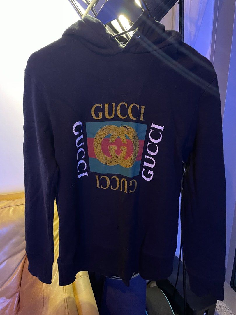 Black gucci hoodie mens clearance