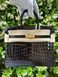 Hermes birkin 25 tadelakt leather black GHW stamp U