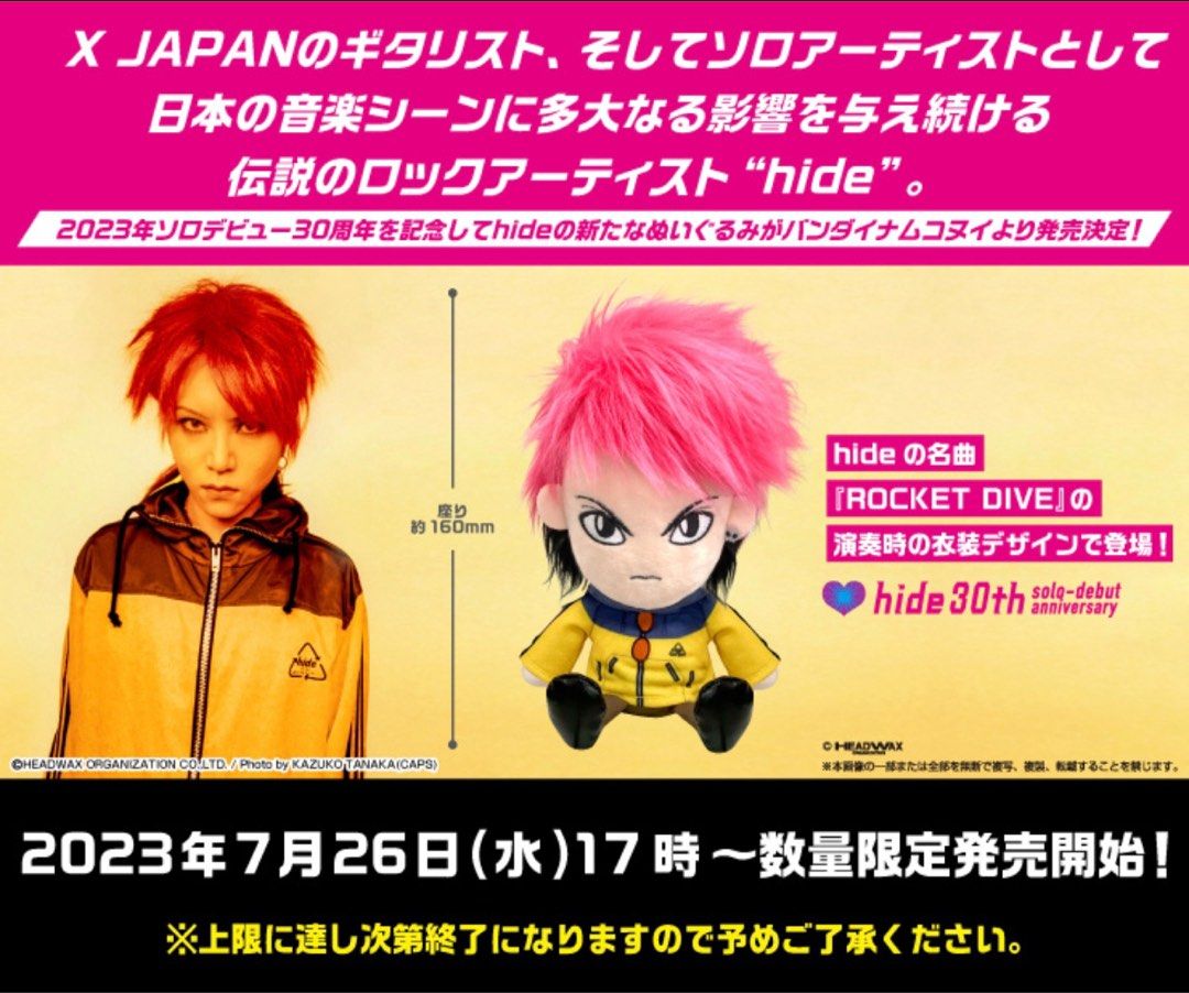 [代購]hide with spread beaver 公仔 Rocket Dive X Japan 松本秀人, 興趣及遊戲, 收藏品及紀念品 ...