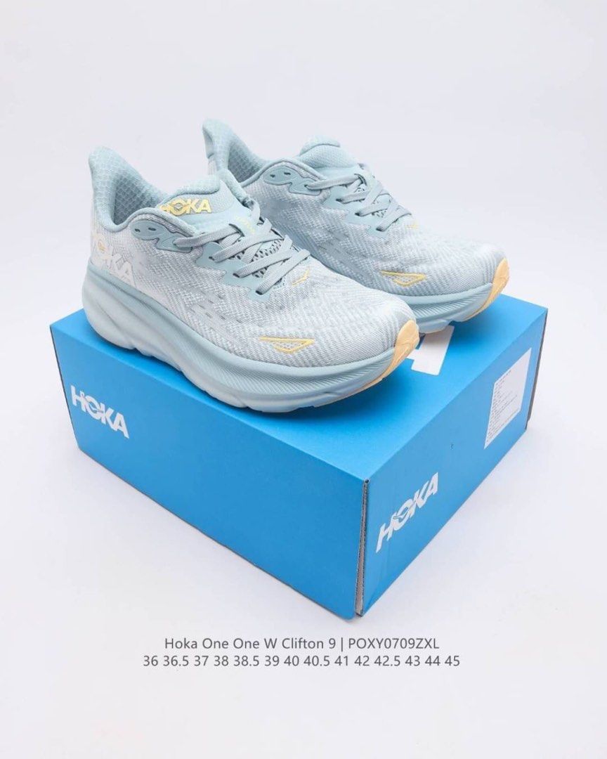 HOKA ONE ONE Clifton 9 Men s and women s running shoes . EU Size 36 36.5 37 38 38.5 39 40 40.5 41 42 42.5 43 44 45