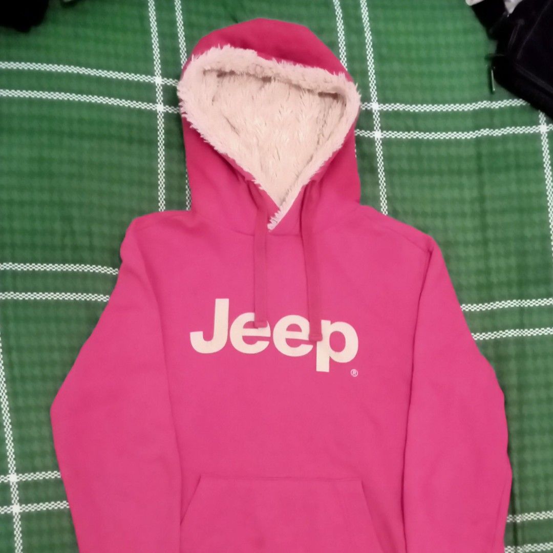 Hoodie sherpa jeep pink Fesyen Pria Pakaian Atasan di Carousell