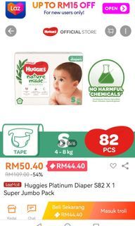Huggies platinum diapers S