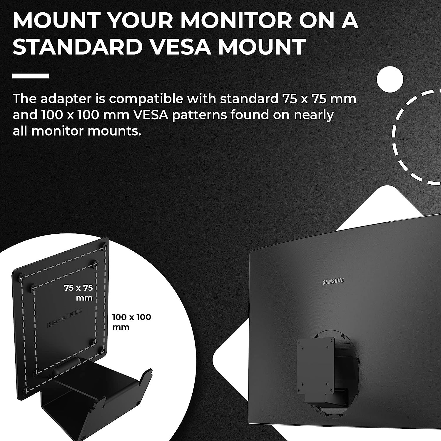 HumanCentric VESA Mount Adapter for Samsung Curved Monitors U32R590