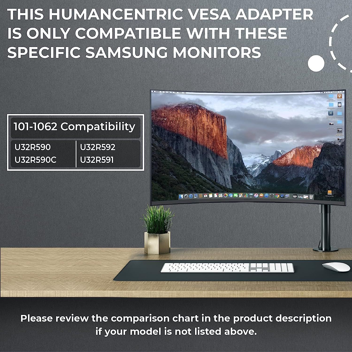 HumanCentric VESA Mount Adapter for Samsung Curved Monitors U32R590