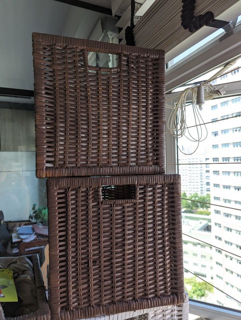 Ikea Branas Wicker Rattan Walnut brown Basket, Furniture & Home Living