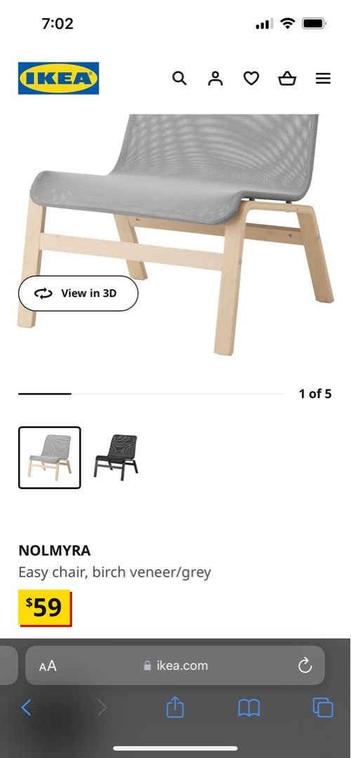 NOLMYRA chair, birch veneer/gray - IKEA CA