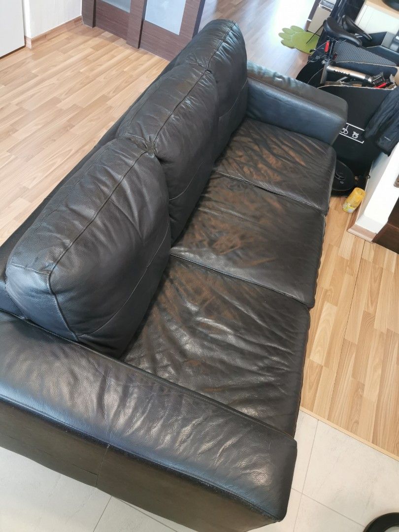 Ikea Leather Sofa, Furniture & Home Living, Furniture, Sofas on Carousell