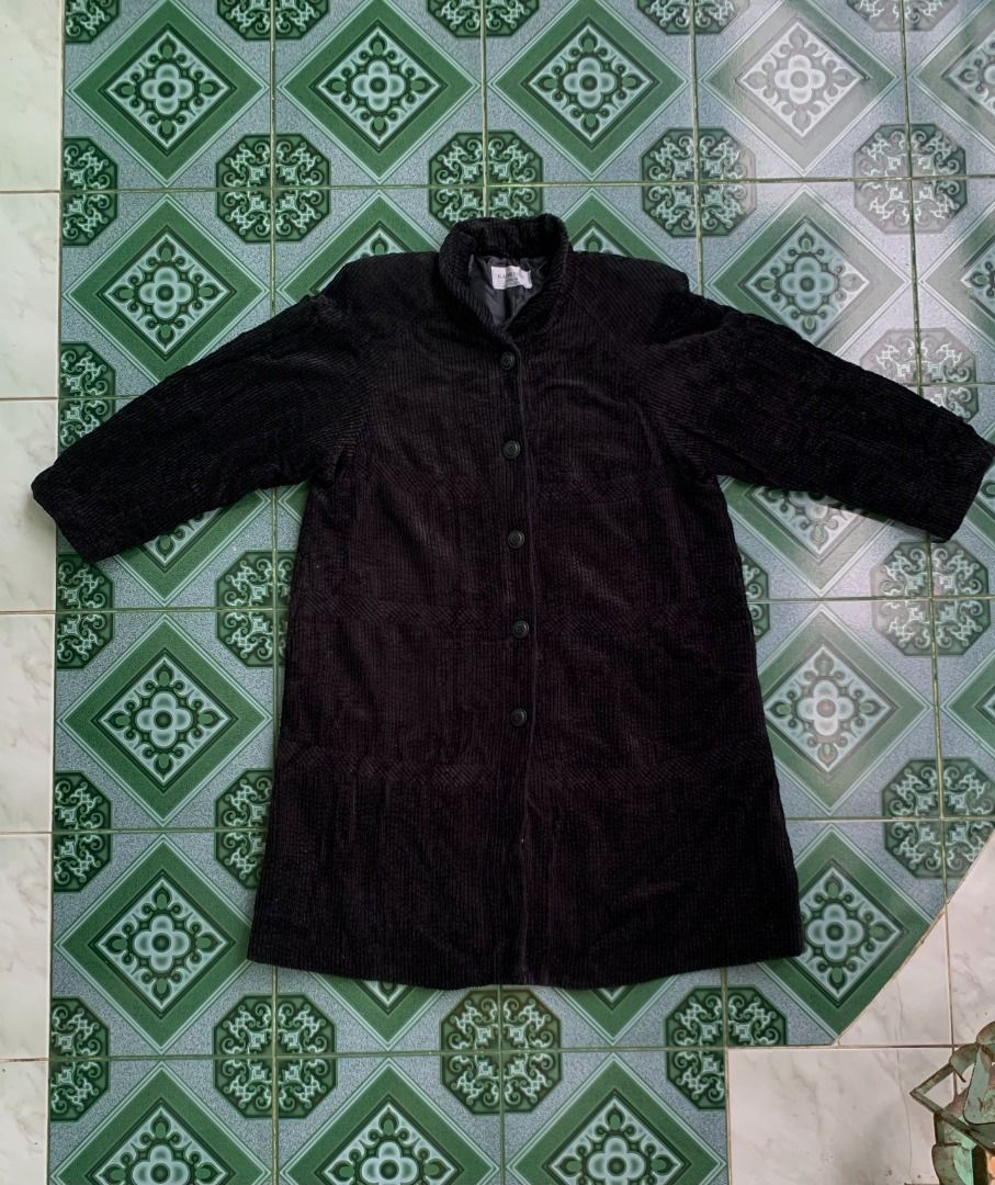 Black Corduroy Coat, Women's Fashion, Coats, Jackets and Outerwear