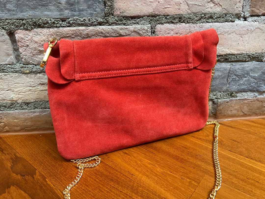 Karen Millen Red Suede Fleur Bag