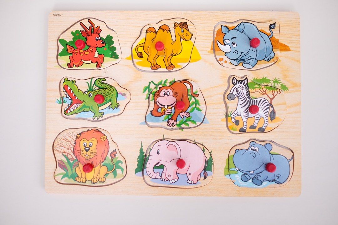 Knobbed puzzles with rack set on carousell