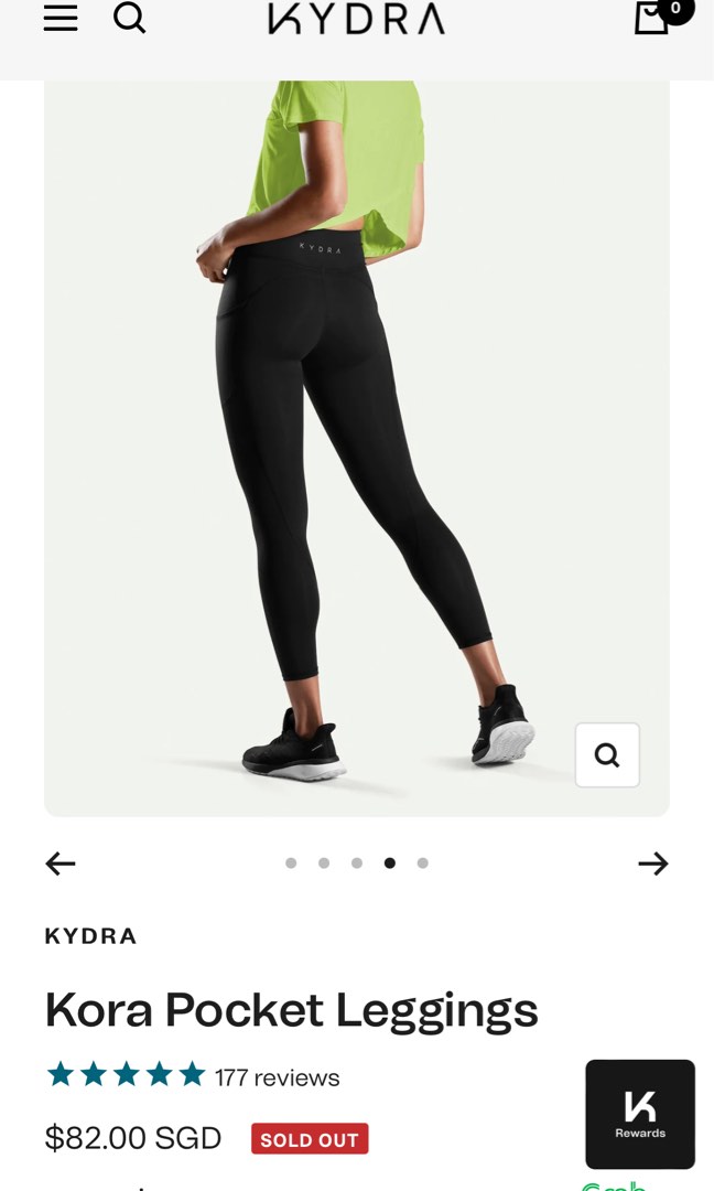 KYDRA Kora Pocket Leggings - Black - S, Women's Fashion