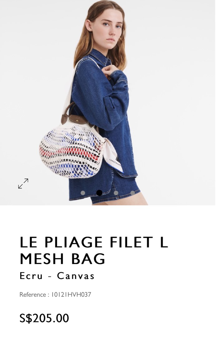 LE PLIAGE FILET L MESH BAG Ecru - Canvas, Women's Fashion, Bags & Wallets,  Cross-body Bags on Carousell