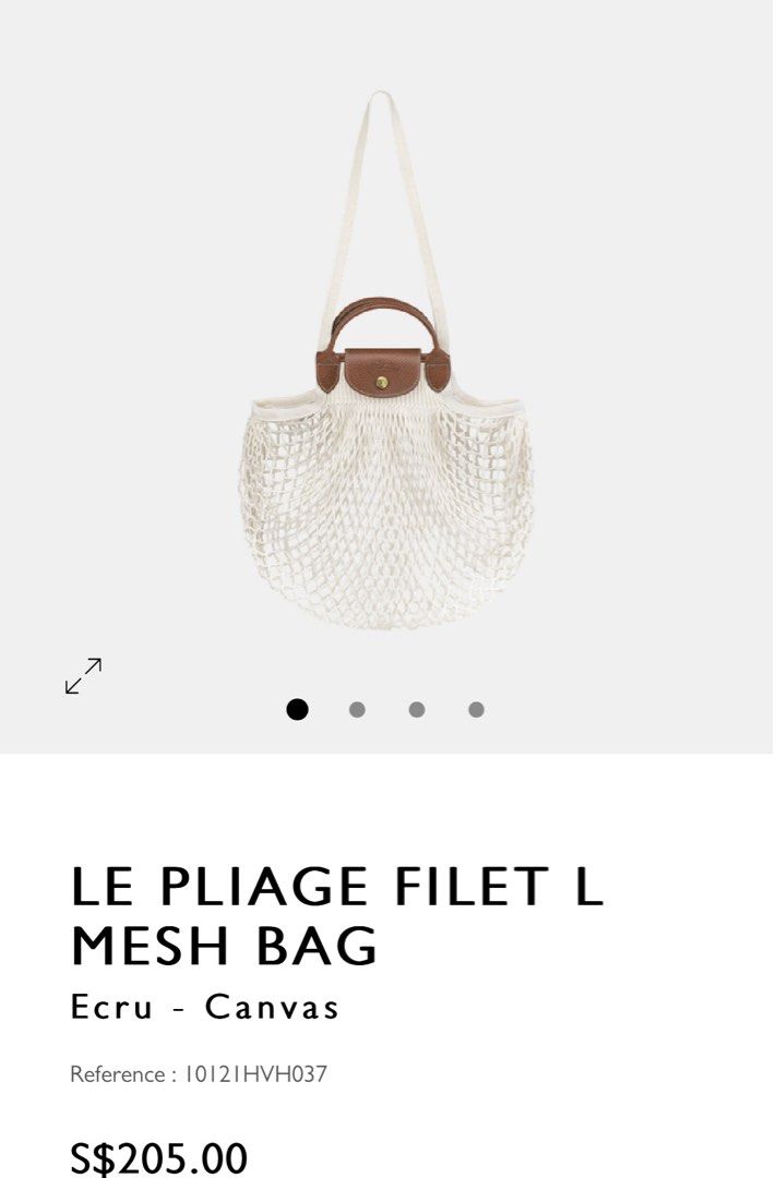 LE PLIAGE FILET L MESH BAG Ecru - Canvas, Women's Fashion, Bags