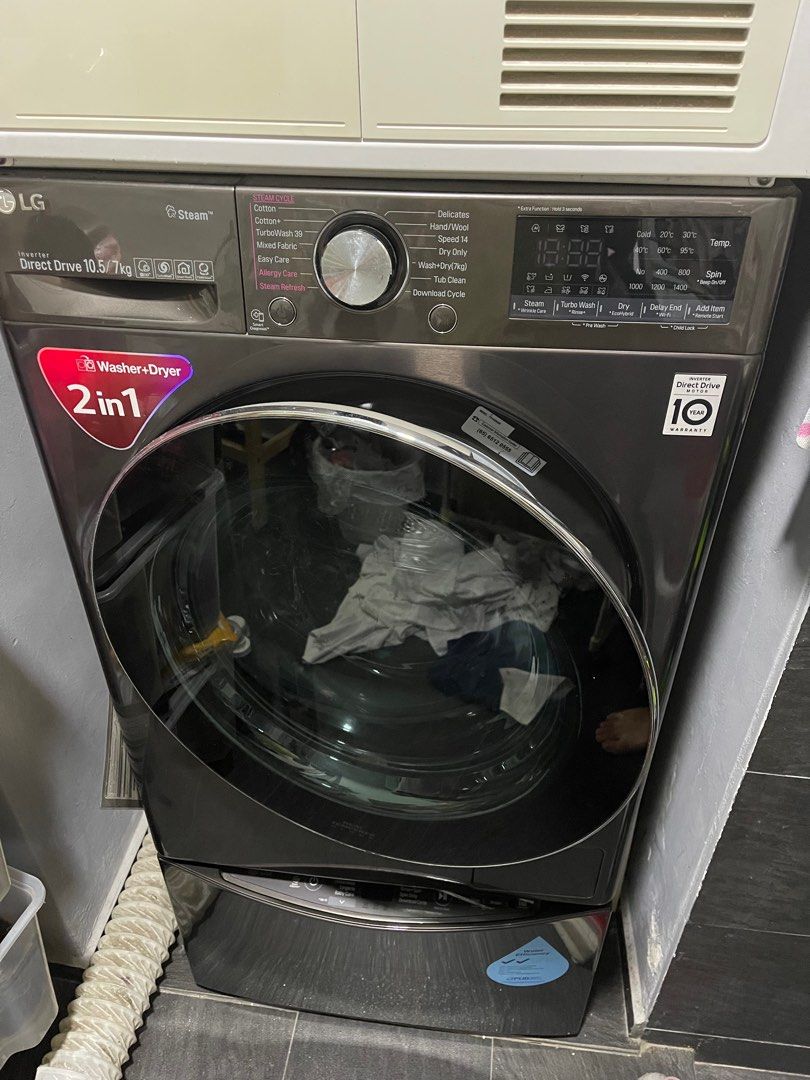 LG 10.5/7kg, AI Direct Drive Front Load Washer Dryer, TV & Home