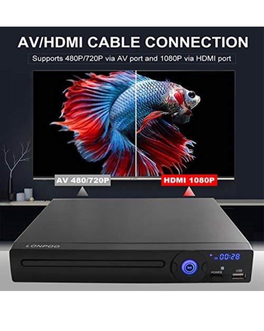 LONPOO DVD PLAYER, TV & Home Appliances, TV & Entertainment, BluRay