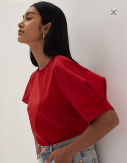 Love Bonito Gaia Puff Sleeve Blouse Red