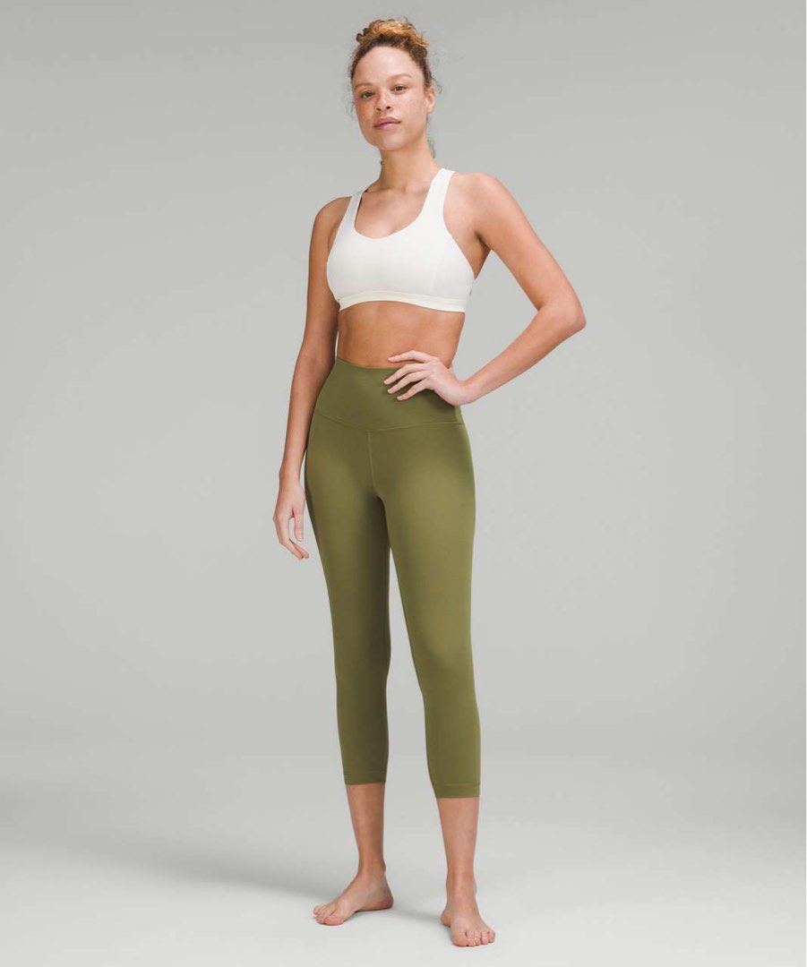 Womens Lululemon Olive Green Activewear Ruched Capri Leggings Size
